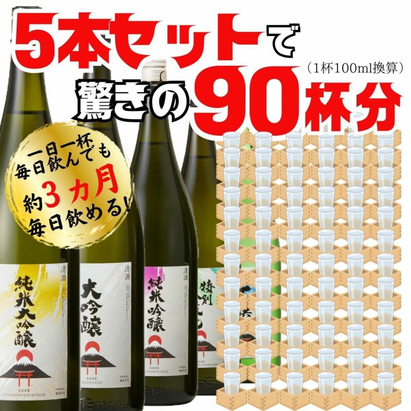 送料無料）＼九州の地酒／清酒 大容量飲み比べセット 1800MLx5
